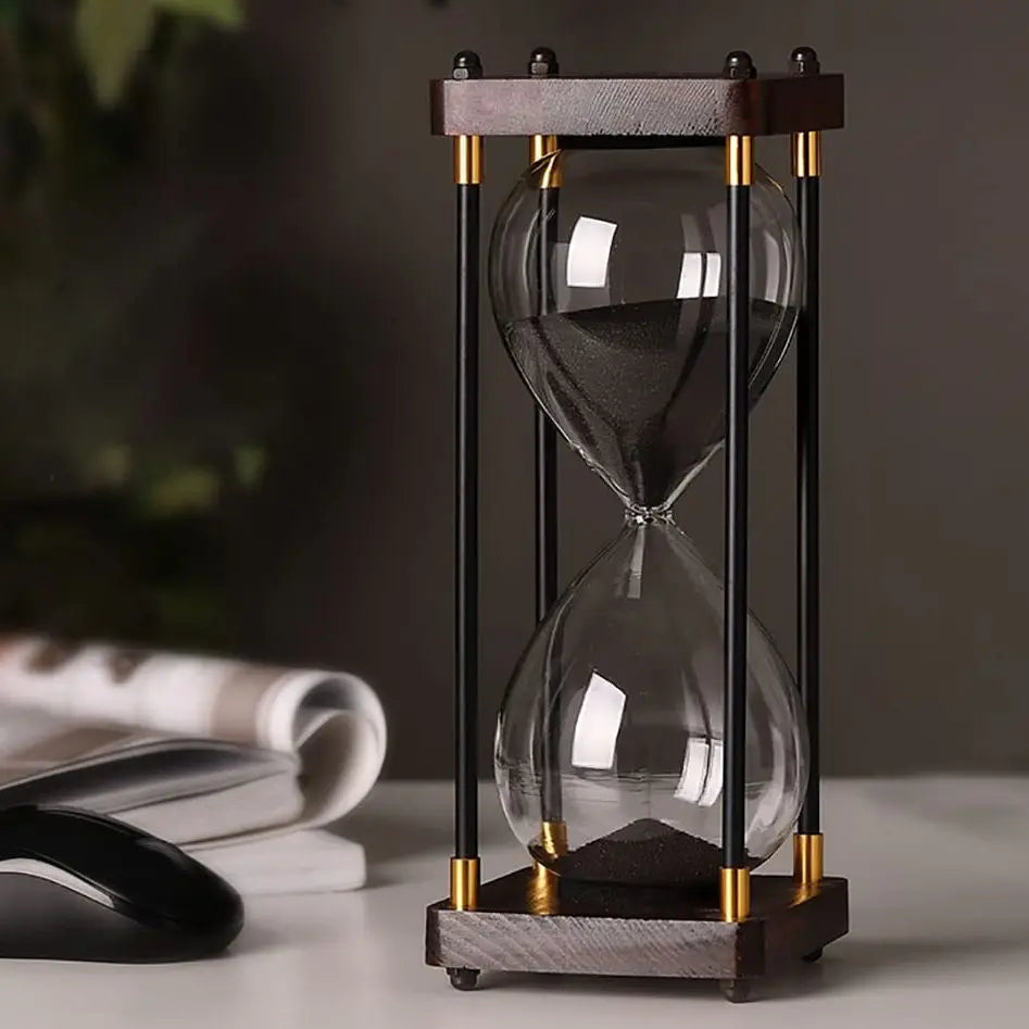 Wood and Glass Hourglass - 60-Minute Elegant Timer for Home Decor 1