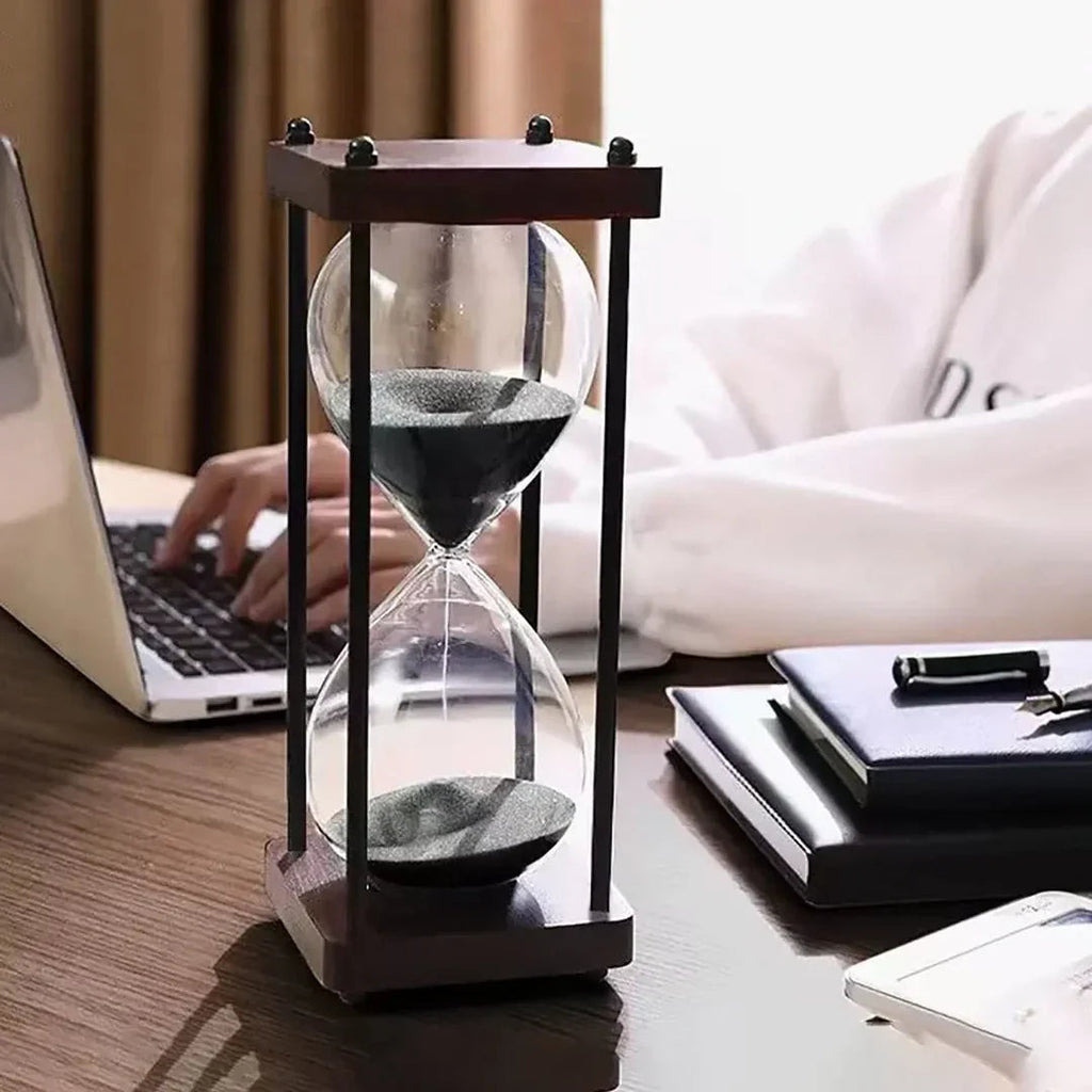 Wood and Glass Hourglass - 60-Minute Elegant Timer for Home Decor 3
