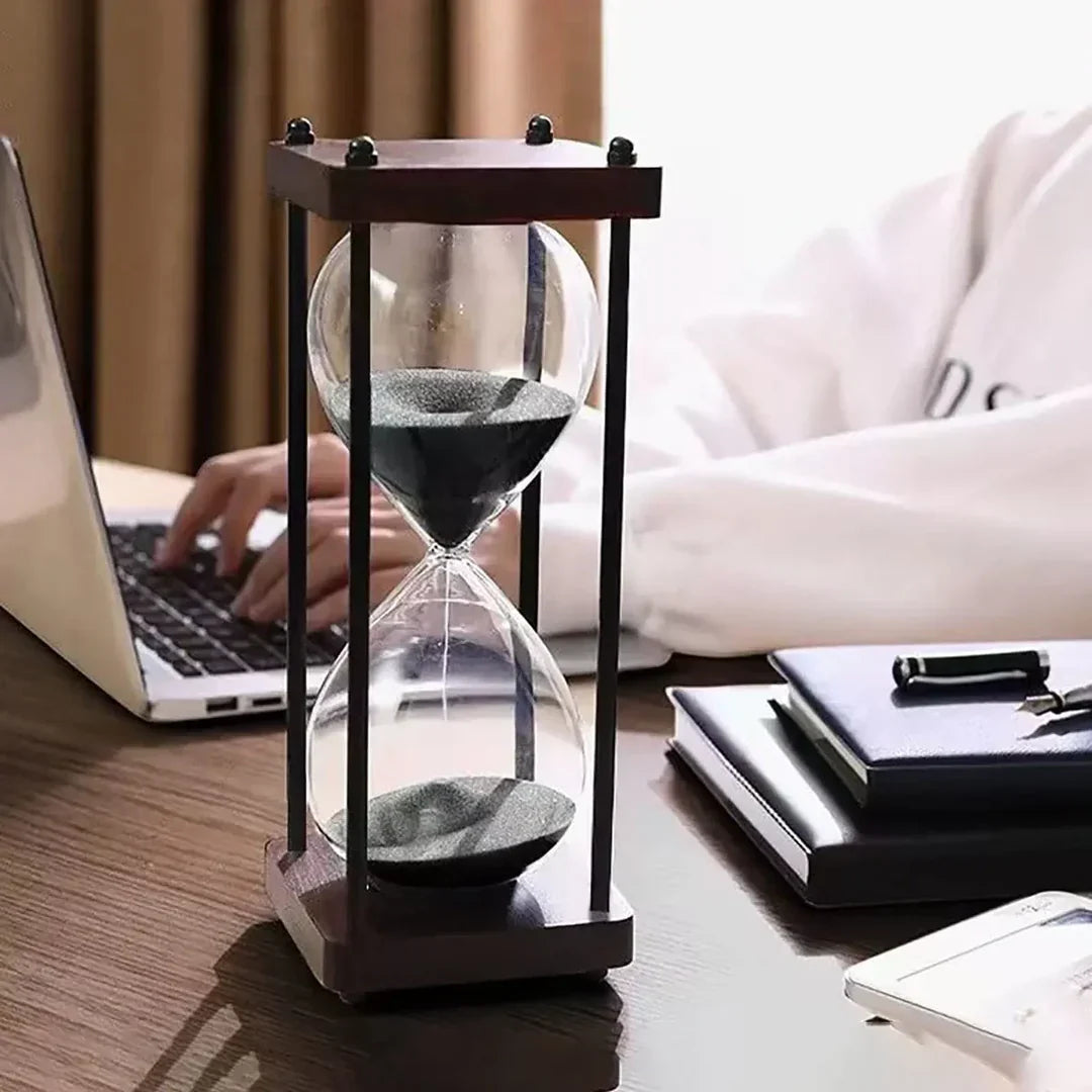 Wood and Glass Hourglass - 60-Minute Elegant Timer for Home Decor 3