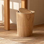 Wooden-Style Kitchen Trash Can - Elegant Design with Rotating Lid 0