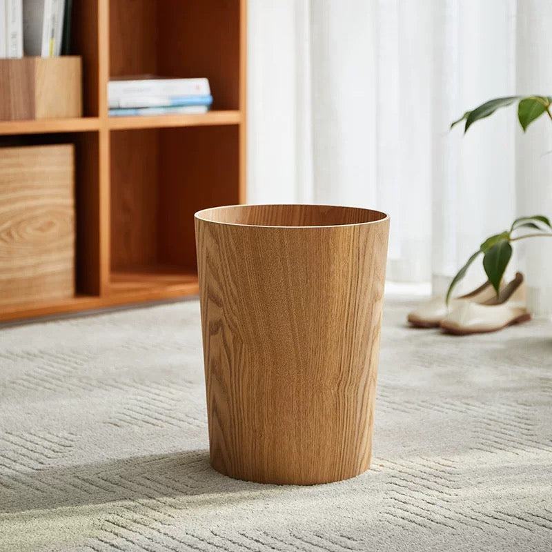 Wooden-Style Kitchen Trash Can - Elegant Design with Rotating Lid 10