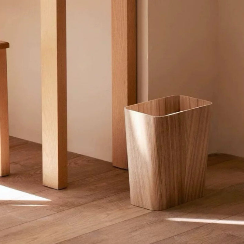 Wooden-Style Kitchen Trash Can - Elegant Design with Rotating Lid 5