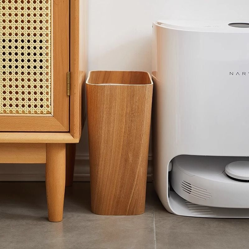 Wooden-Style Kitchen Trash Can - Elegant Design with Rotating Lid 7