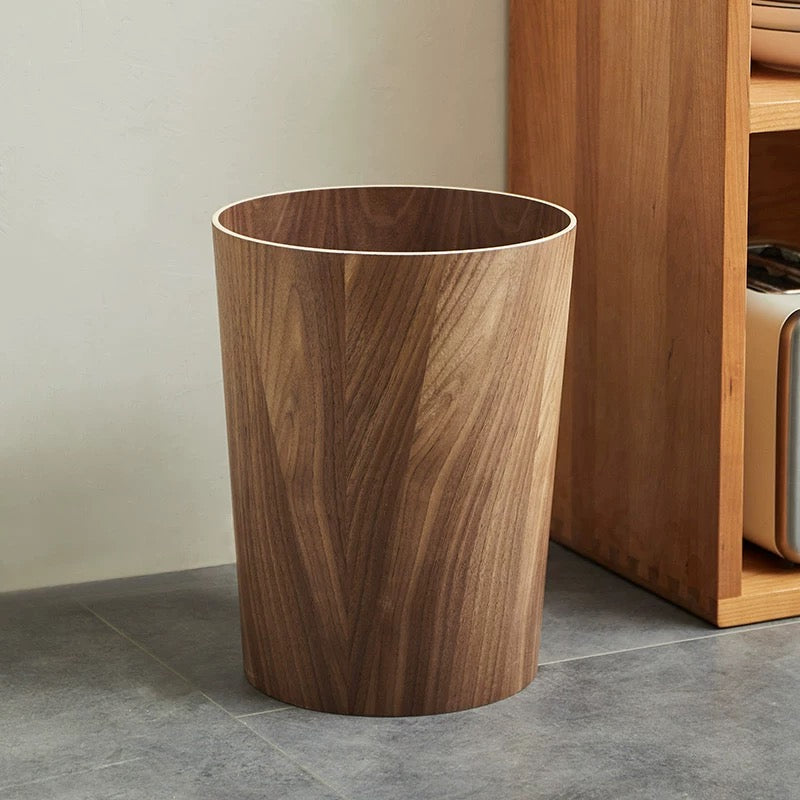 Wooden-Style Kitchen Trash Can - Elegant Design with Rotating Lid 9