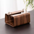 Wooden Brass Tissue Box Cover - Durable Walnut with Easy Access 8