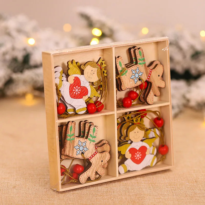 Wooden Christmas Gnome Ornaments - Eco-Friendly Tree Decorations 10