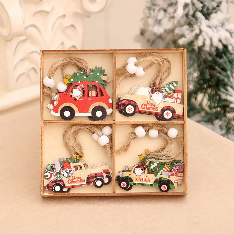 Wooden Christmas Gnome Ornaments - Eco-Friendly Tree Decorations 6