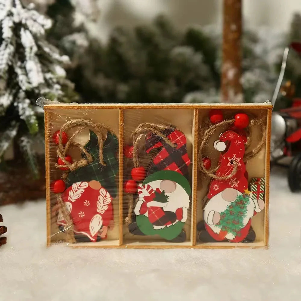 Wooden Christmas Gnome Ornaments - Eco-Friendly Tree Decorations 8