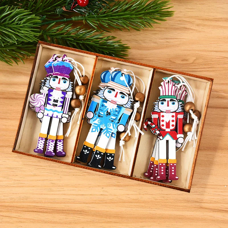 Wooden Christmas Soldier Pendants - Set of 9 Festive Ornaments 0
