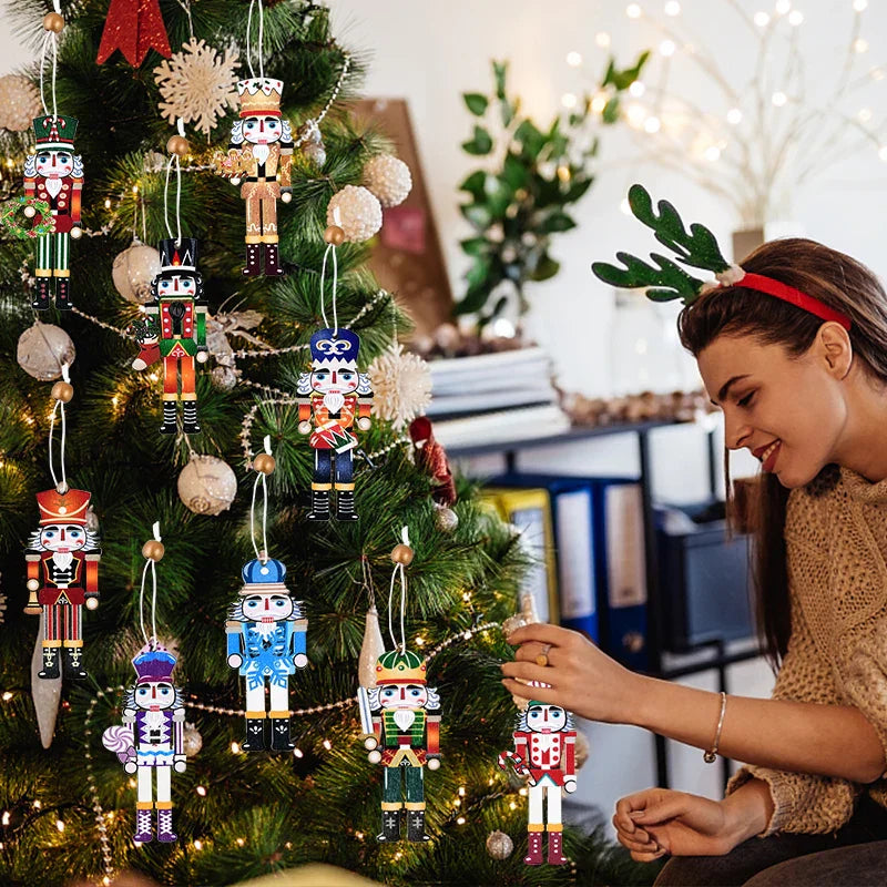 Wooden Christmas Soldier Pendants - Set of 9 Festive Ornaments 2