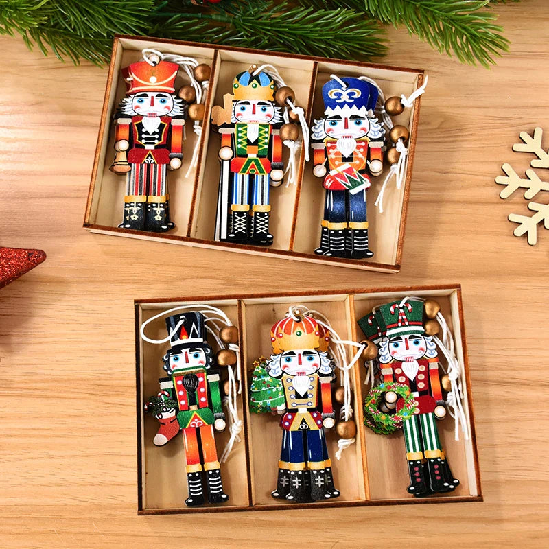 Wooden Christmas Soldier Pendants - Set of 9 Festive Ornaments 4