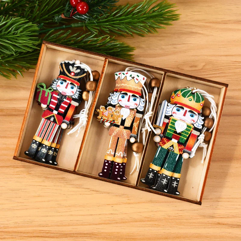 Wooden Christmas Soldier Pendants - Set of 9 Festive Ornaments 5