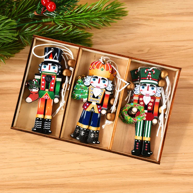 Wooden Christmas Soldier Pendants - Set of 9 Festive Ornaments 6