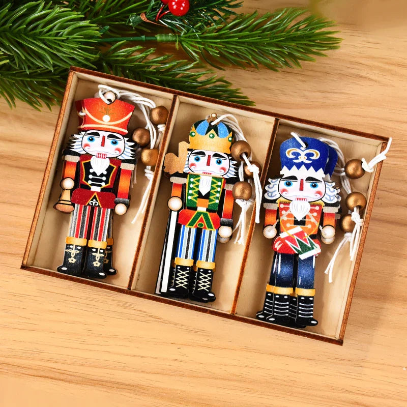Wooden Christmas Soldier Pendants - Set of 9 Festive Ornaments 7