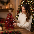 Wooden Christmas Tree Advent Calendar with 24 Compartments for Mini Bottles – Freestanding Holiday Decor 6