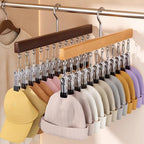 Wooden Clothes Hanger - Space-Saving Design with 360° Swivel Hook 0