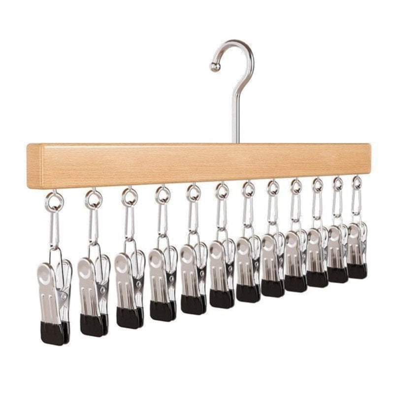 Wooden Clothes Hanger - Space-Saving Design with 360° Swivel Hook 2