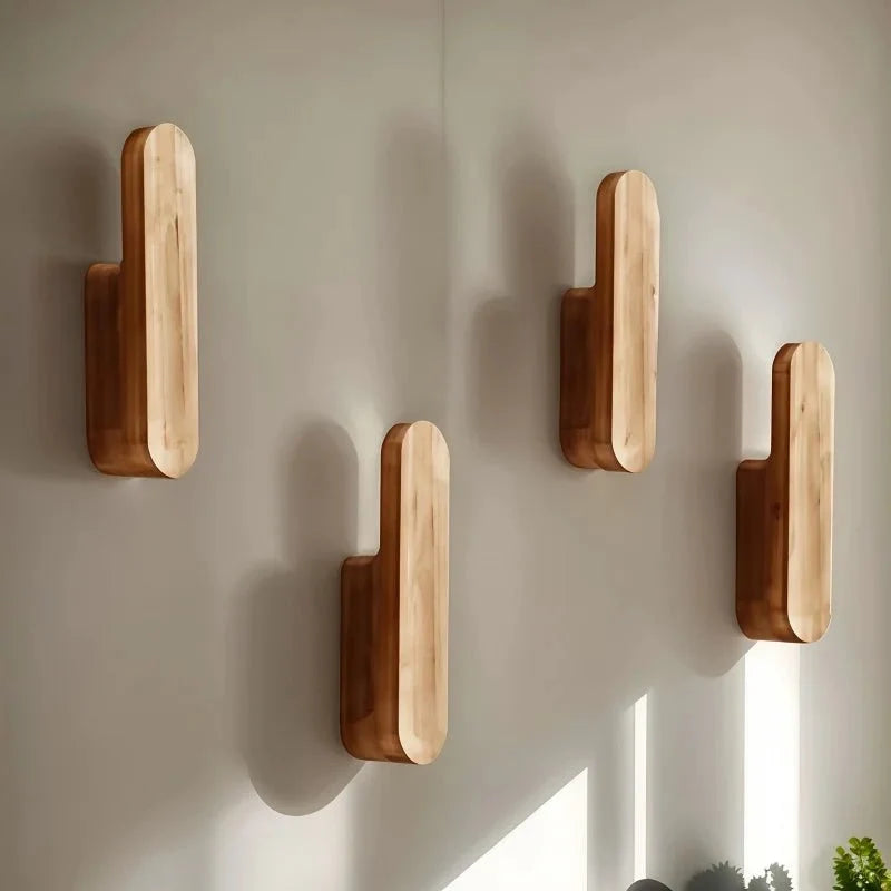 Wooden Coat Hook Rack Set of 4 - Stylish Wall Organization Hooks 0