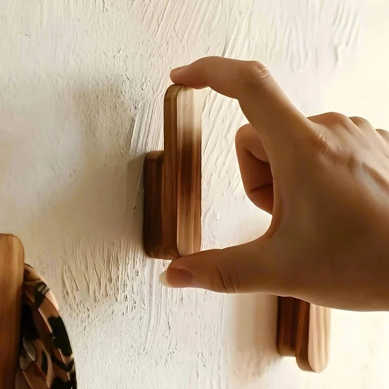 Wooden Coat Hook Rack Set of 4 - Stylish Wall Organization Hooks 1