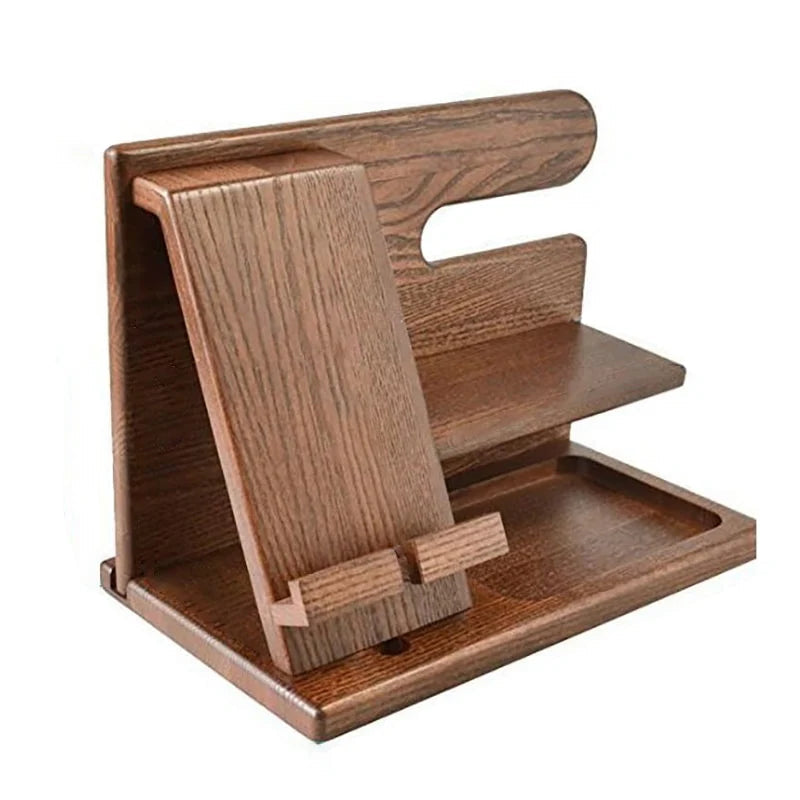 Wooden Desk Organizer - Multi-Compartment Desktop Storage with Phone Stand 0