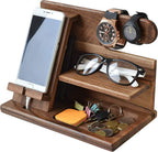 Wooden Desk Organizer - Multi-Compartment Desktop Storage with Phone Stand 1