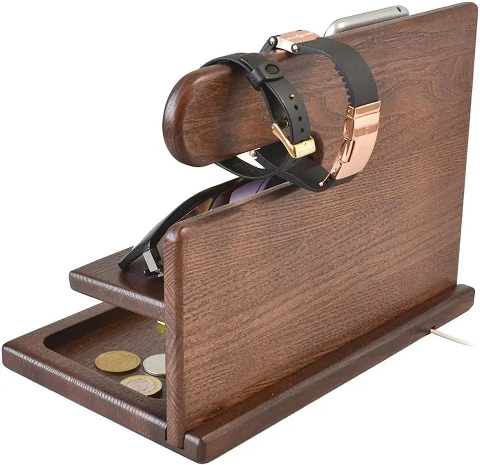 Wooden Desk Organizer - Multi-Compartment Desktop Storage with Phone Stand 4
