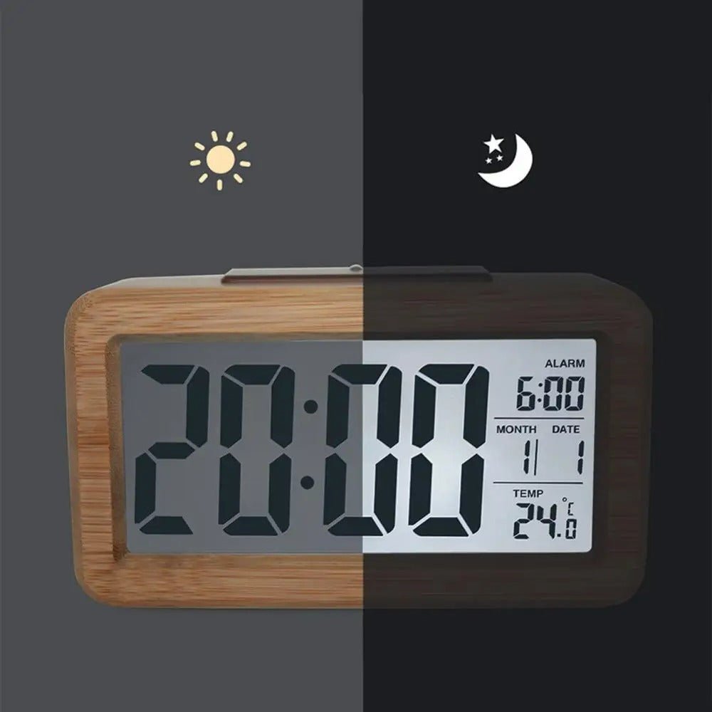 Wooden Digital Alarm Clock - Elegant Design with Multi-Function Display 6