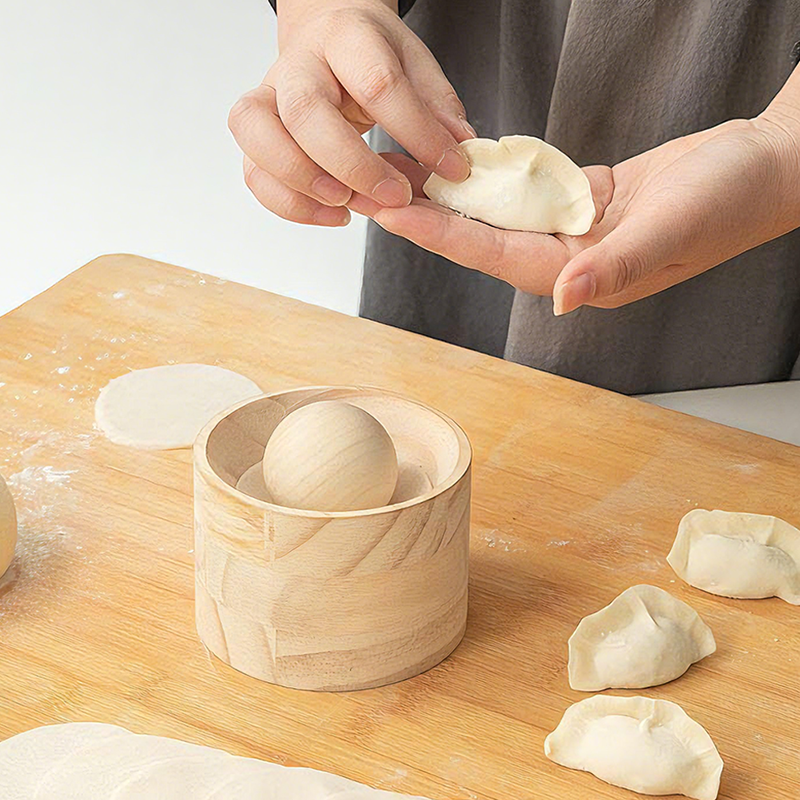 Wooden Dumpling Dough Press - Non-Stick, Ergonomic Design for Even Sheets 5