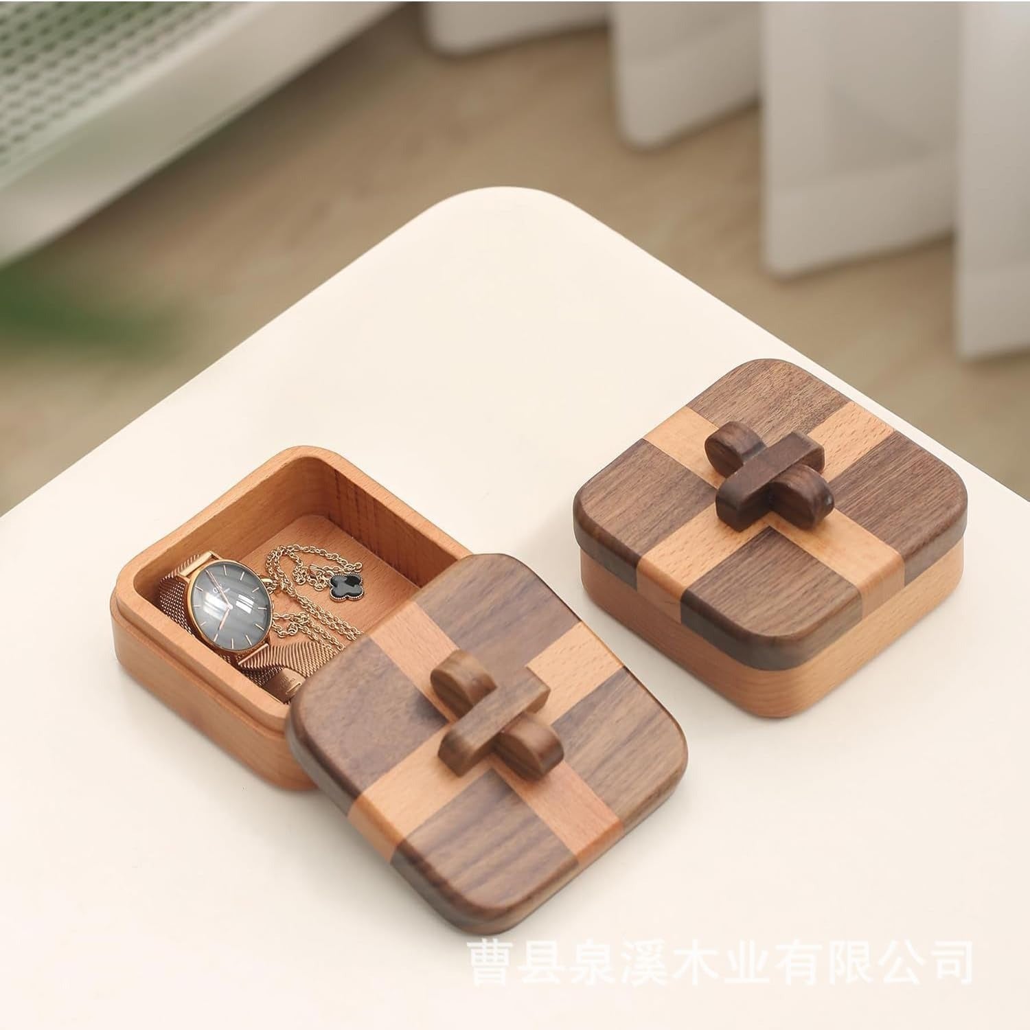 Wooden Jewelry Box - Elegant Black Walnut Jewelry Organizer for Rings 1