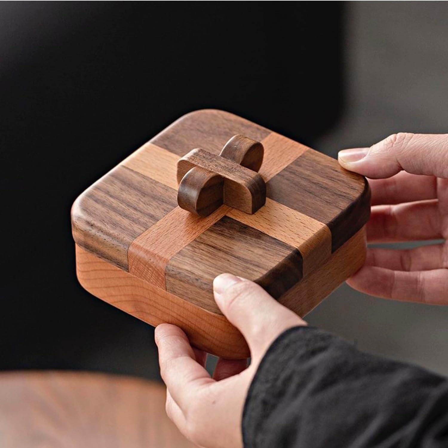 Wooden Jewelry Box - Elegant Black Walnut Jewelry Organizer for Rings 4