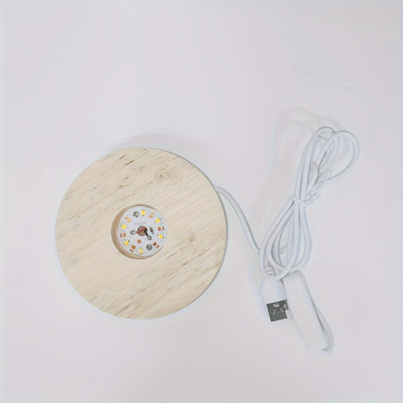 Wooden LED Light Base - USB-Powered Warm White Glow for Displays 8