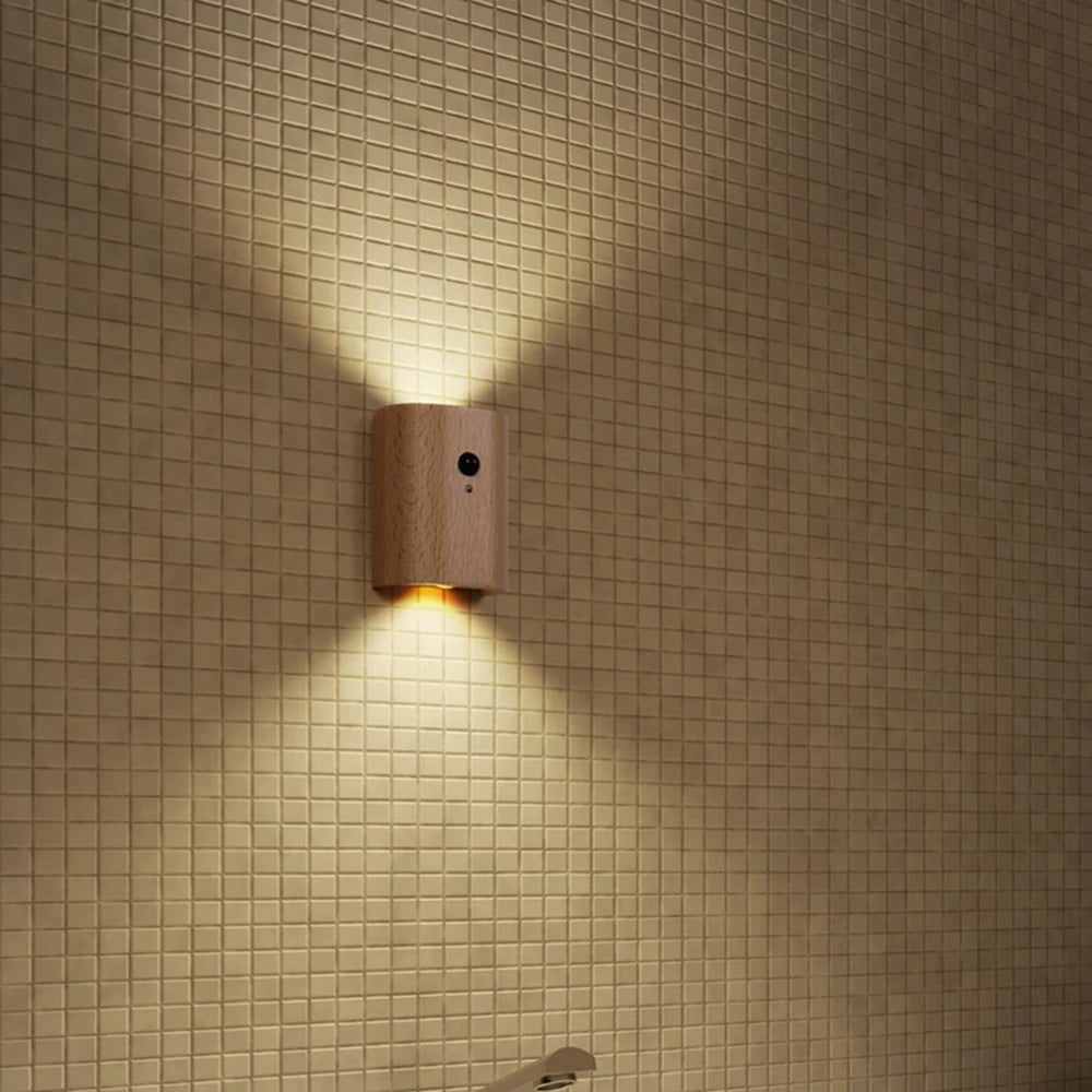 Wooden Motion Sensor Lamp - Rechargeable LED Light for Home, Elegant Design for Bedrooms, Hallways, and Cabinets 4
