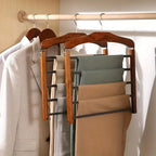 Wooden Multi-Bar Trouser Hanger - Space-Saving, Durable Design 0