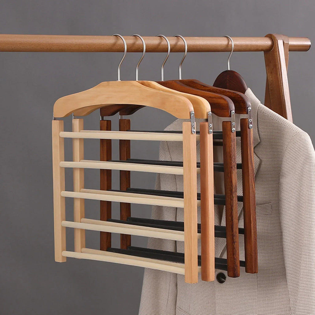 Wooden Multi-Bar Trouser Hanger - Space-Saving, Durable Design 3