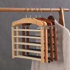 Wooden Multi-Bar Trouser Hanger - Space-Saving, Durable Design 3
