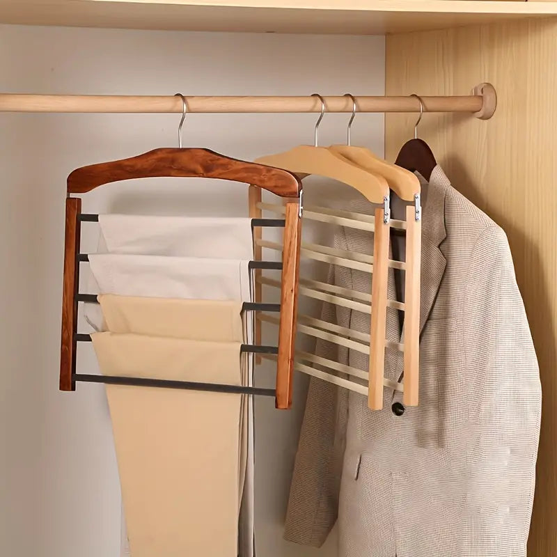 Wooden Multi-Bar Trouser Hanger - Space-Saving, Durable Design 4