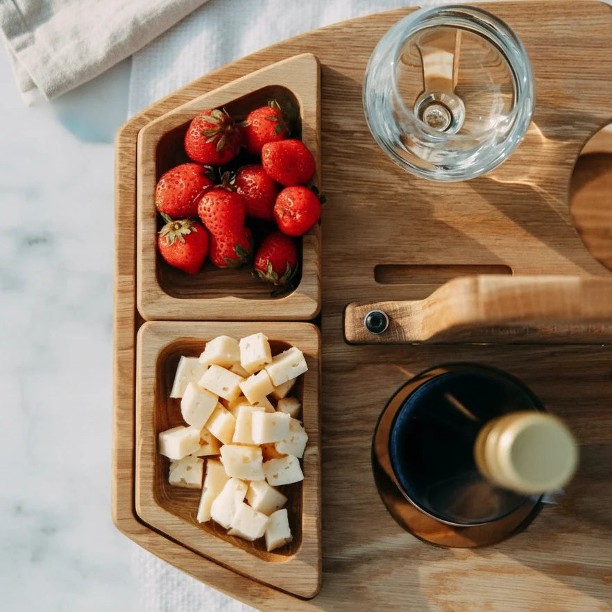 Wooden Picnic Table - Organized Wine & Food Storage for Outdoor Use 5
