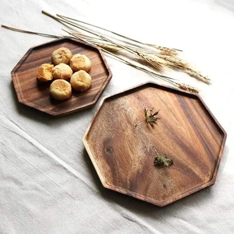 Wooden Serving Tray with Handles - Durable Acacia Wood, 2 Sizes 1