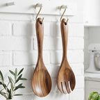 Wooden Serving Utensil Set - Ergonomic Spoons & Forks for Effortless Dining 0