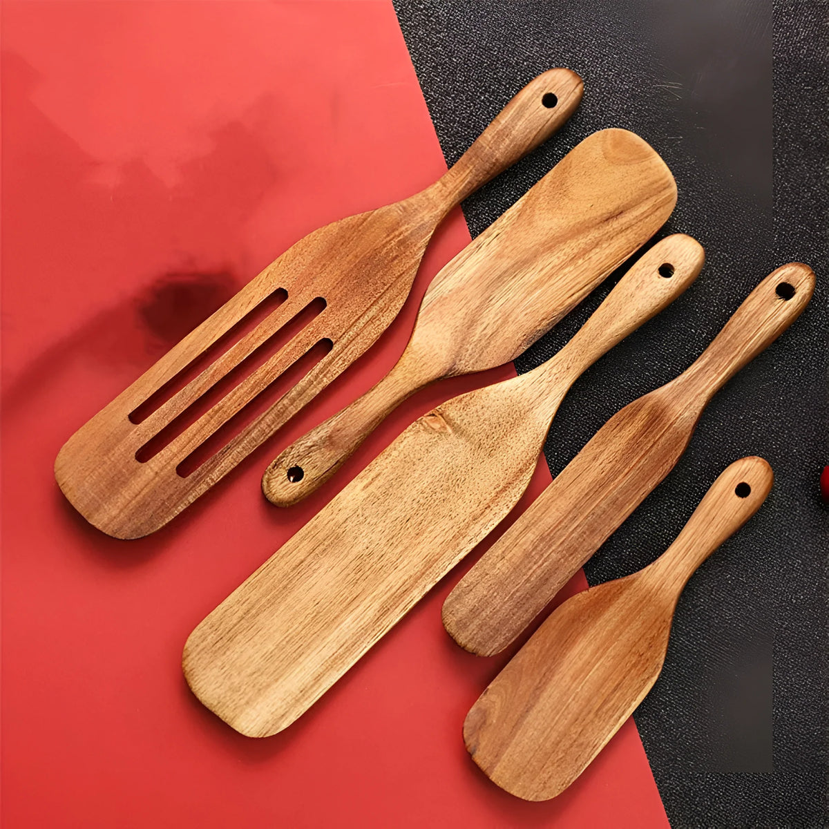 Wooden Spatula Set - Durable Teak for Scratch-Free Cooking & Comfort 1