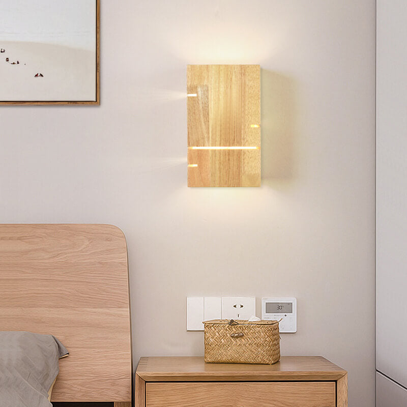 Wooden Square 2-Light Wall Sconce - Minimalist Design for Bedroom Wall Lights 0