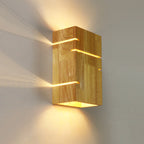 Wooden Square 2-Light Wall Sconce - Minimalist Design for Bedroom Wall Lights 2