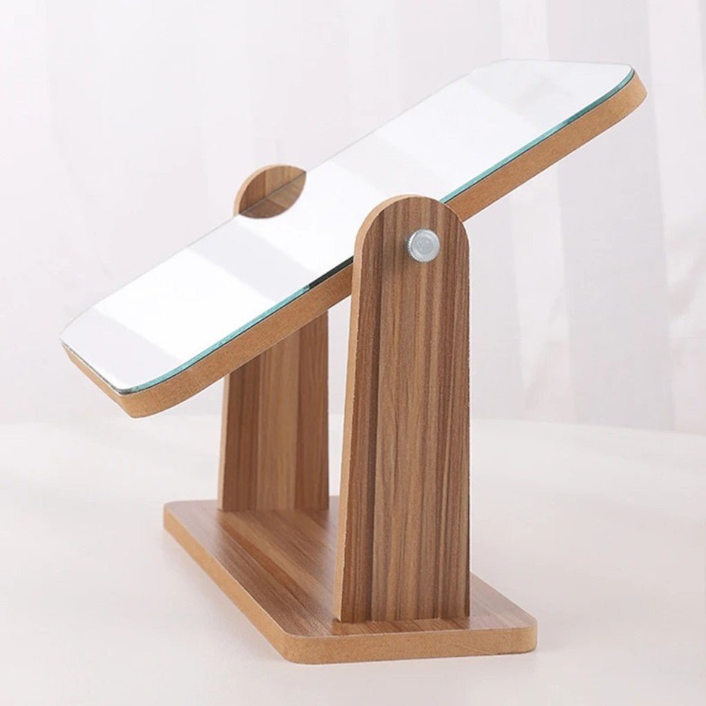 Wooden Vanity Mirror - 360° Rotating Design for Easy Makeup Application 2