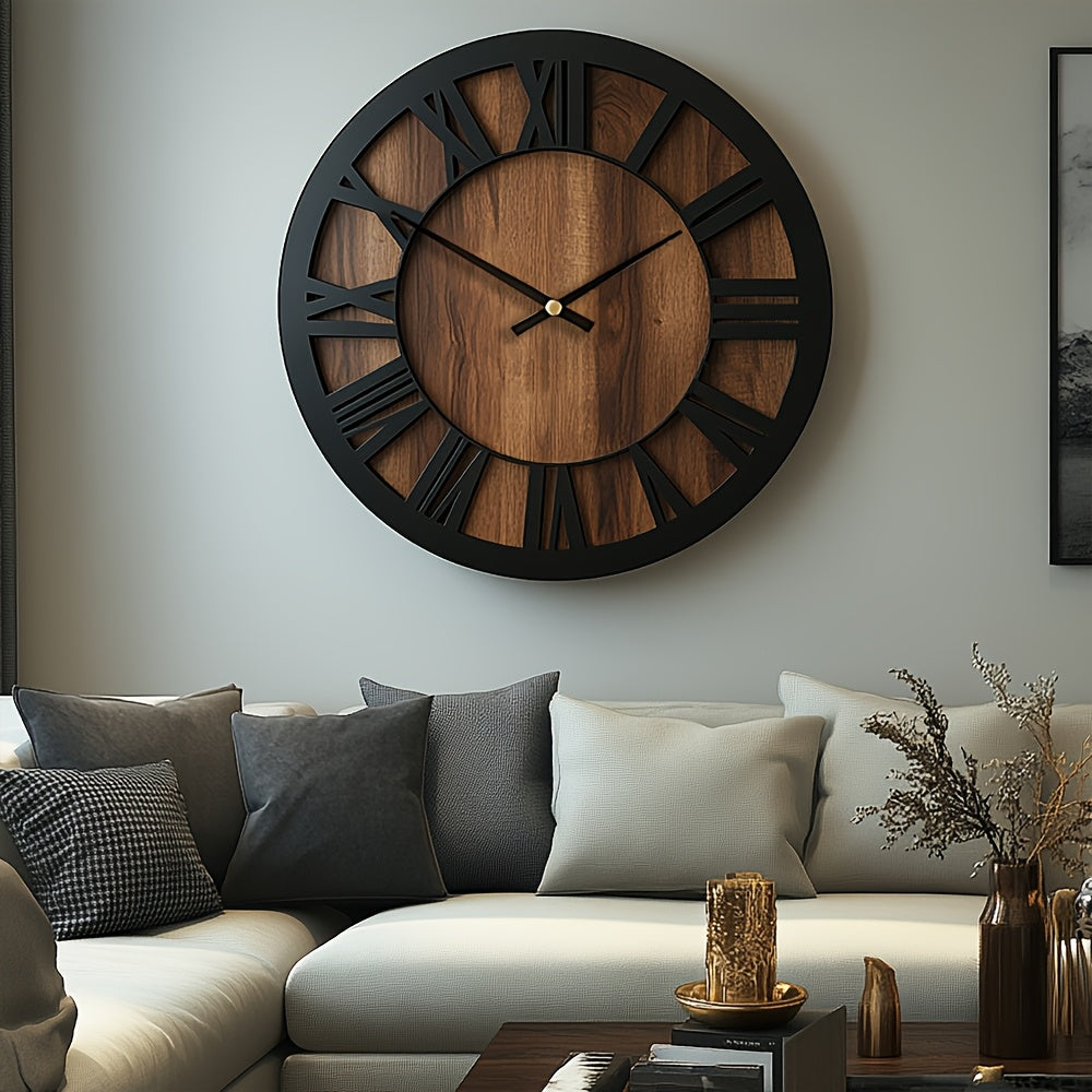 Wooden Wall Clock - Silent Movement & Elegant Open Hand Decor 1