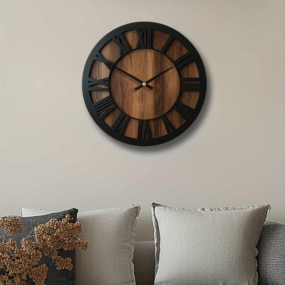 Wooden Wall Clock - Silent Movement & Elegant Open Hand Decor 2