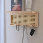 Wooden Wall Shelf - Rustic Design with 4 Hooks for Organized Storage 3