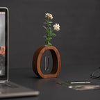 Wooden Wall Vase - Stylish Wall Mounted Glass Tube for Hydroponic Plants 0