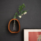 Wooden Wall Vase - Stylish Wall Mounted Glass Tube for Hydroponic Plants 1