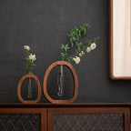 Wooden Wall Vase - Stylish Wall Mounted Glass Tube for Hydroponic Plants 4