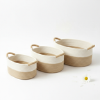 Woven Cotton Storage Basket - Durable, Versatile Organizer in Natural Beige 0